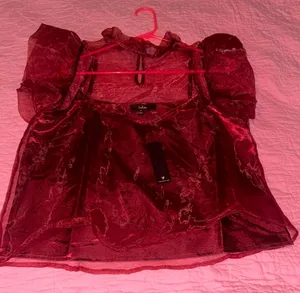 Lulus collared burgundy peplum top thumbnail 1