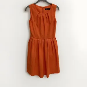 Ellen Tracy Orange Linen Blend Sleeveless Fit & Flare Dress Size‎ 2 thumbnail 2