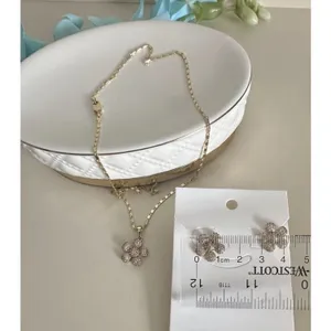 Set Chain Earring Womens Flower Necklace 14K Gold Plated‎ XP Oro Laminado thumbnail 5