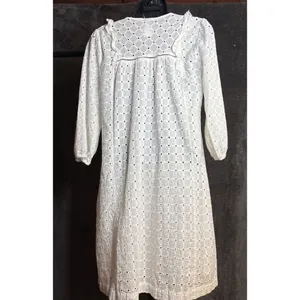 Anthropologie Thames Dress White Eyelet Cotton Womens 4 3/4 Sleeve Mini Boho thumbnail 7
