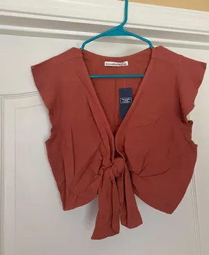 Abercrombie Cinnamon Rust Crop Tie Front thumbnail 3