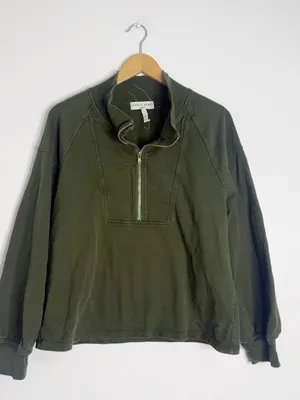 Apiece Apart Quarter Zip Sweatshirt Size L Jag Green Pullover thumbnail 2