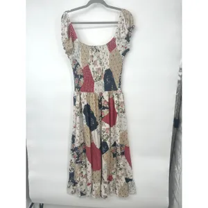 Urban Outfitters Maxi Dress Womens L Patchwork Smocked Boho Cottagecore Prairie thumbnail 5