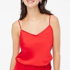 NWT J Crew Candy Apple Red satin camisole - 2 small pinch marks from hanger thumbnail 1