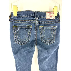True Religion Casey Skinny Jeans Dark Wash Low Rise Horseshoe Stitch Size 25 thumbnail 5