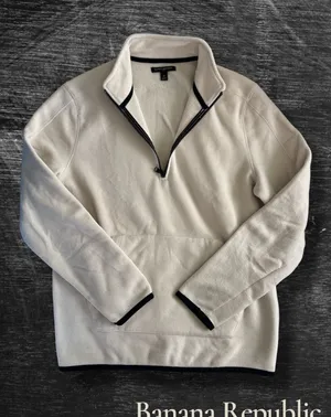 Banana Republic Cream Off White 1/4 Zip Arctic Fleece Pullover Sweatshirt Sz M thumbnail 1