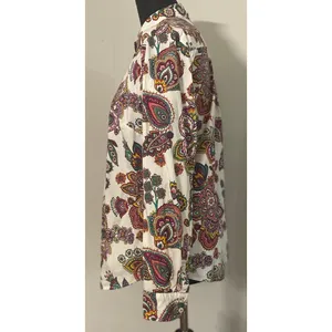 Talbots Petite MP Floral Paisley Button‎ Down Shirt 100% Cotton Western Boho thumbnail 3