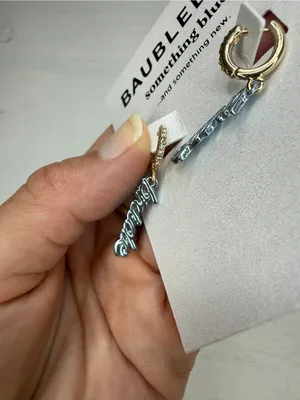 Bauble Bar Bride Gold and Blue Dangle Earrings thumbnail 5