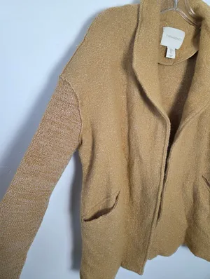 Cynthia Rowley Wool Blend Cardigan Shawl Collar Sweater Golden Mustard Small thumbnail 3