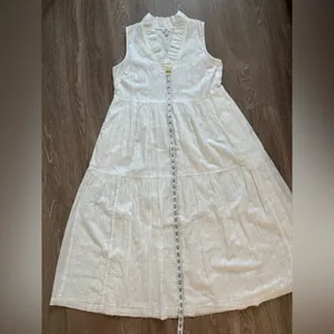 Crown &‎ Ivy Dress Women's Size Small White Tiered Cotton Preppy Coastal Beachy thumbnail 8