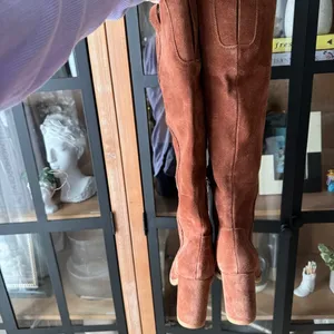 Dolce Vita knee high suede boots brandy leather heel sarie western riding thumbnail 4