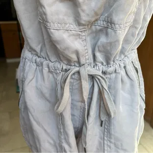 Wilfred Free Aritzia Grey Lyocell Short Overalls Romper Drawstring Waist Small‎ thumbnail 11