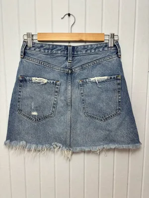 Abercrombie‎ & Fitch ZOE Natural Rise Vintage A-Line Light Blue Denim Skirt 26 thumbnail 3