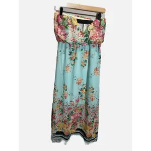 Socialite Maxi Dress Womens Small Blue Floral Strapless Boho Summer Event thumbnail 3