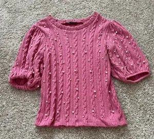 zara pearl and pink top thumbnail 1