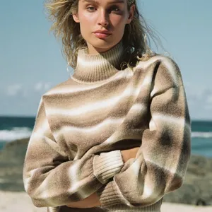 Rhythm Yeni Stripe Knit Oversized Wool Sweater Brown Size XS thumbnail 1