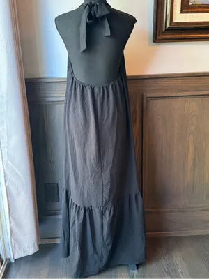 Women's Halter Hi-Lo Midi Dress - A New Day Black large thumbnail 7