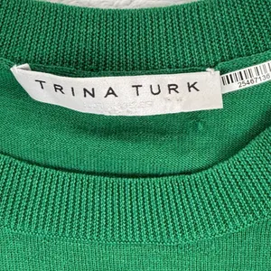 Trina Turk Womens Green‎ 100% Merino Wool Heart Graphic Pullover Sweater Small thumbnail 3