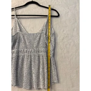 Abercrombie‎ & Fitch White Polka Dot Pleated Smocked Cami Peplum Top Large thumbnail 7
