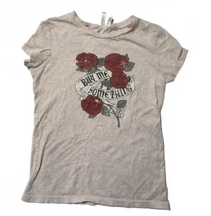 Aeropostale Medium Pink Graphic T-Shirt with Roses and 'Buy Me Something' Print thumbnail 1