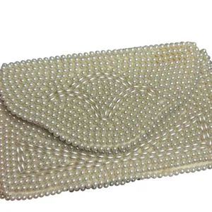 VTG 50s Pearl Beaded Clutch Japan White Evening Bag Glam Coquette Bridal Wedding thumbnail 12
