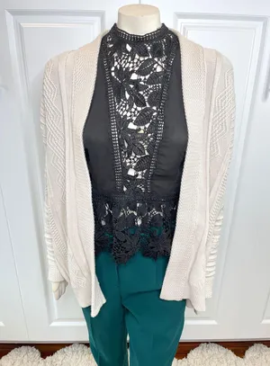 Pink Lily It Was All A Dream Chunky Beige Belted Cardigan NWOT thumbnail 8
