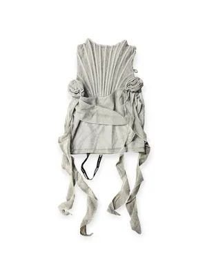Heiress Beverly Hills Silver lurex corset drape mini‎ dress with flowers size L thumbnail 2