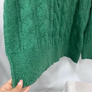Aerie oversized green cable Knit Sweater size L thumbnail 8