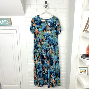 Lily Pad Dragonfly Patterned Maxi Dress Blue thumbnail 2