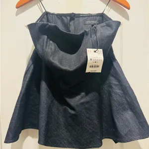 Zara Midnight Blue Denim Strapless Top thumbnail 2
