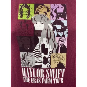 COWS Haylor Swift The Eras Farm Tour Red Maroon Crew Taylor T Shirt Tee Top XS thumbnail 2