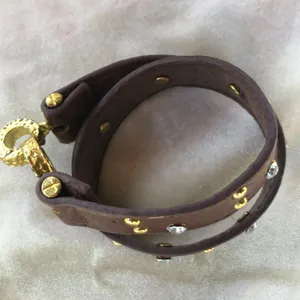 BKE from Buckle Brown Wrap Bracelet Leather Rhinestones Grommets 15" Gold Buckle thumbnail 3