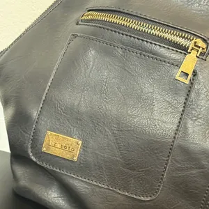 Reversible Vegan Leather Hobo Bag Black Brown Colorblock Slouchy Minimalist BOHO thumbnail 2