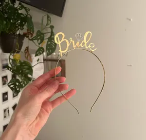 Gold sparkly bride headband thumbnail 1