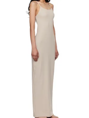 SKIMS Beige Spaghetti Strap Cotton Ribbed Dress - Women thumbnail 2