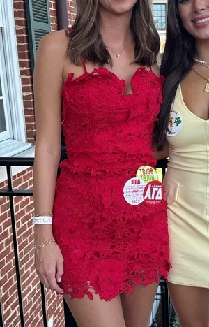 Revolve Red lace spaghetti strap mini dress thumbnail 2