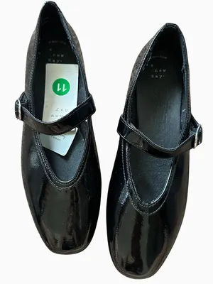 NWT A New Day Black Patent Mary Jane Flats Size 11 thumbnail 2