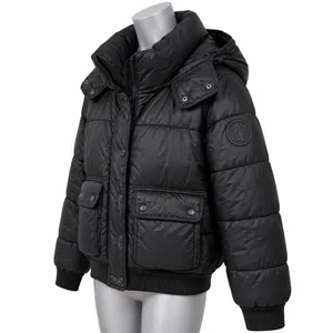 Abercrombie & Fitch Black Puffer Jacket Detachable Hood Water Resistant Medium thumbnail 2