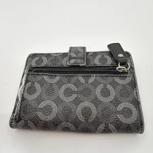 Coach Compact Snap Black Signature C Coated Canvas Wallet thumbnail 3
