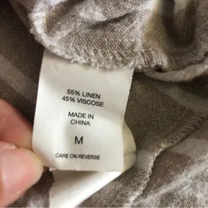 Happy x Nature Beige Tan Striped Linen Blouse Women’s Top Size Small thumbnail 10