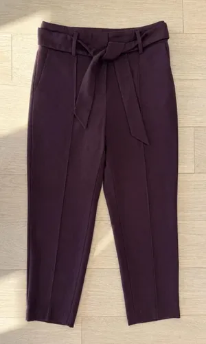 LOFT Paperbag Waist Tie Belt Ankle Pants Size 4 thumbnail 1