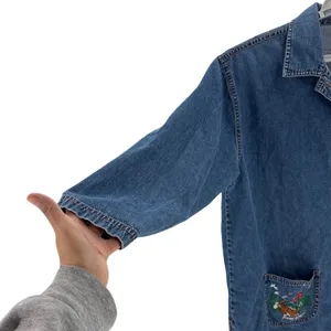 vintage Blair denim jacket embroidered cat garden designs on pockets size L thumbnail 7
