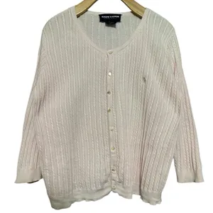 Ralph Lauren Polo Golf Vintage L Pink Cotton Knit Cable Knit Cardigan Sweater thumbnail 2