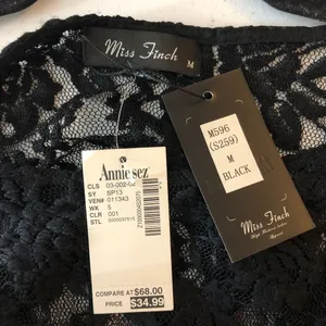 Miss Finch Womens Top Lace Sheer Pleated Sleeve Goth Y2K Black M thumbnail 3