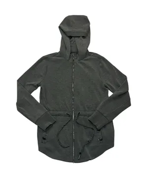 White House Black Market Grey Heather Drawstring Full Zip Hooded Athletic Jacket thumbnail 1