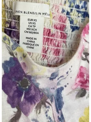 H&M Linen Blend Floral Maxi Sweetheart Strappy Summer Cottagecore Sz XS thumbnail 4