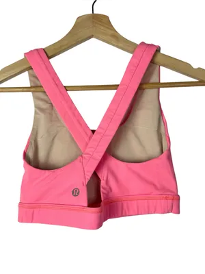Lululemon Run Stuff Your Bra III Flash Light Neon Pink Athletic Sports Bra 4 thumbnail 4