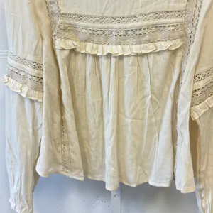 NWT American Eagle Outfitters Boho Babydoll Lightweight Blouse Keyhole Cream Med thumbnail 5