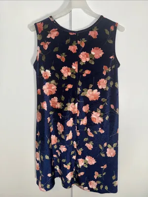 Honey & Lace Sunnyvale Sleeveless Dress Blue Velvet Floral Women’s L Large thumbnail 5