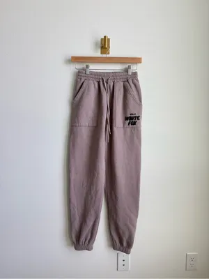 White Fox Offstage Sweatpants Moon Taupe Oversized Joggers XS Pockets Logo thumbnail 5